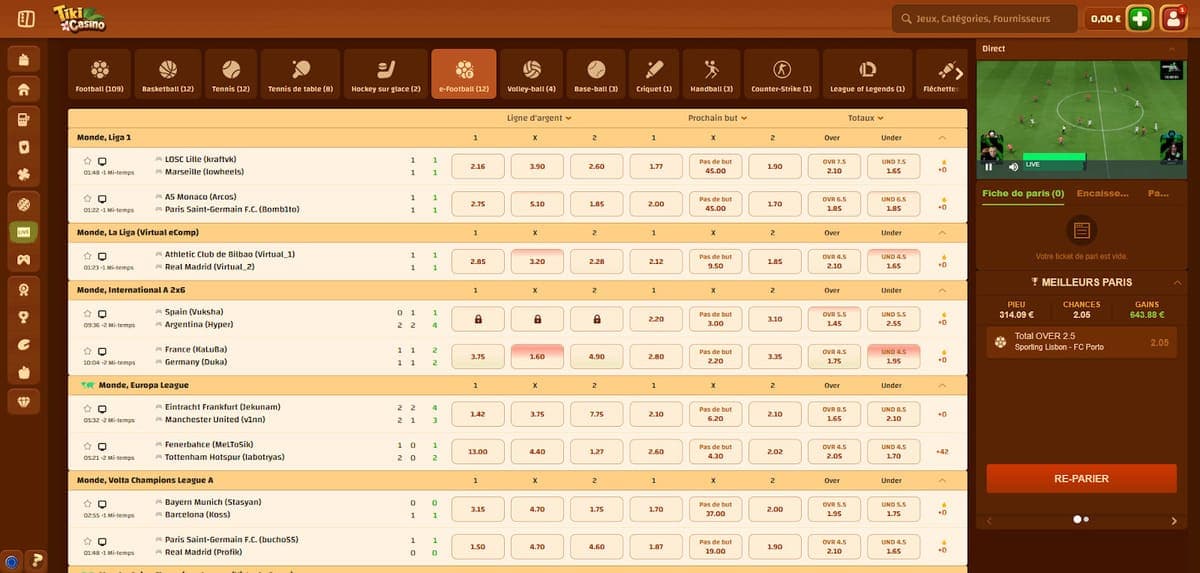Paris en direct Tiki Casino