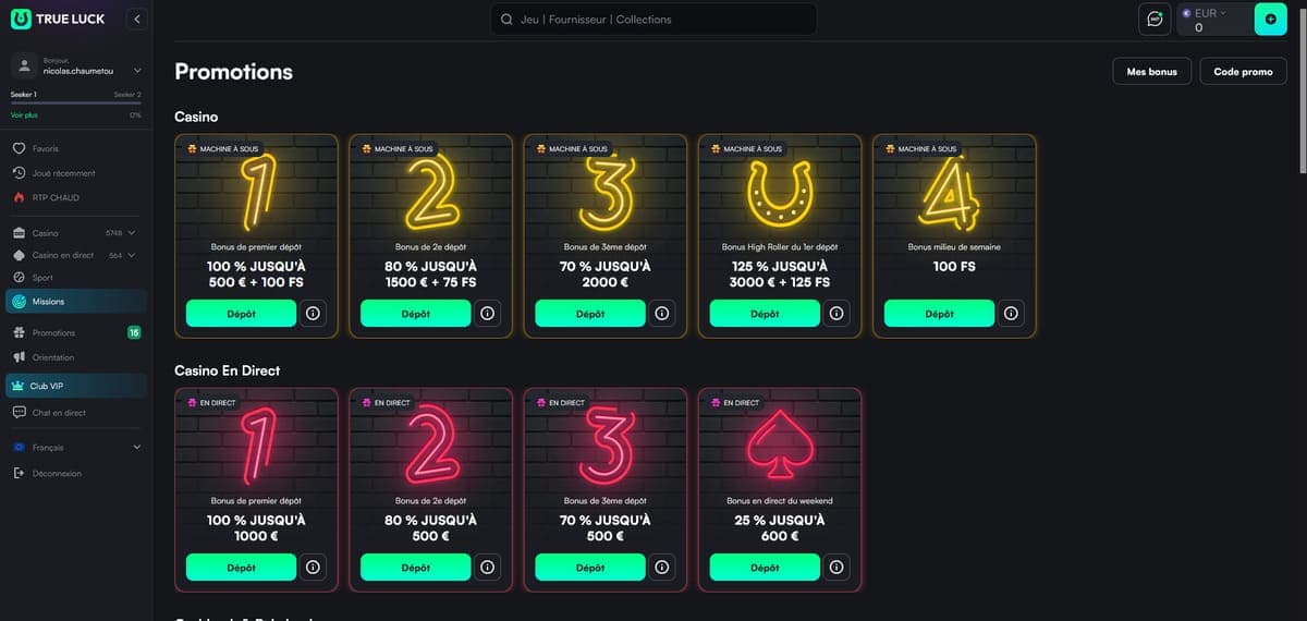 Promotions TrueLuck Casino