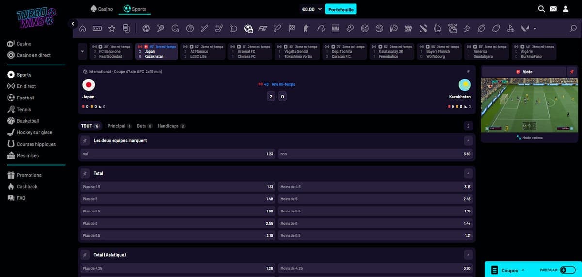 Paris sportifs Turbo Wins Casino