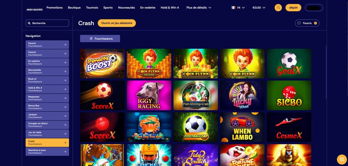 Crash UnionJackpots Casino