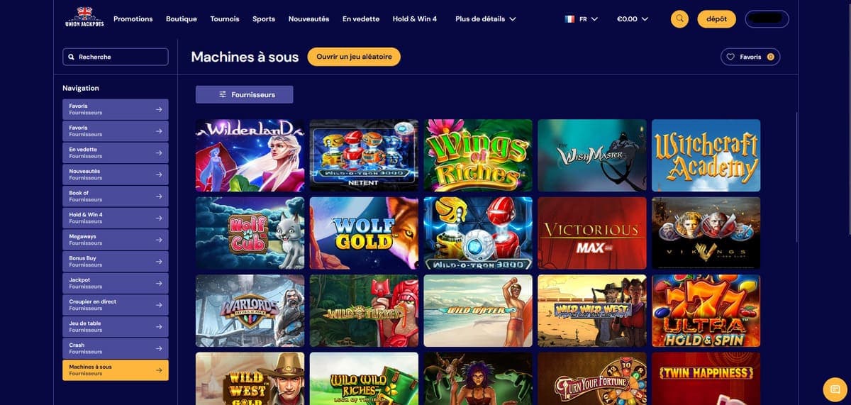 Machines à sous UnionJackpots Casino
