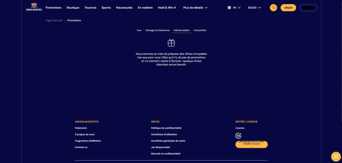 Promos UnionJackpots Casino
