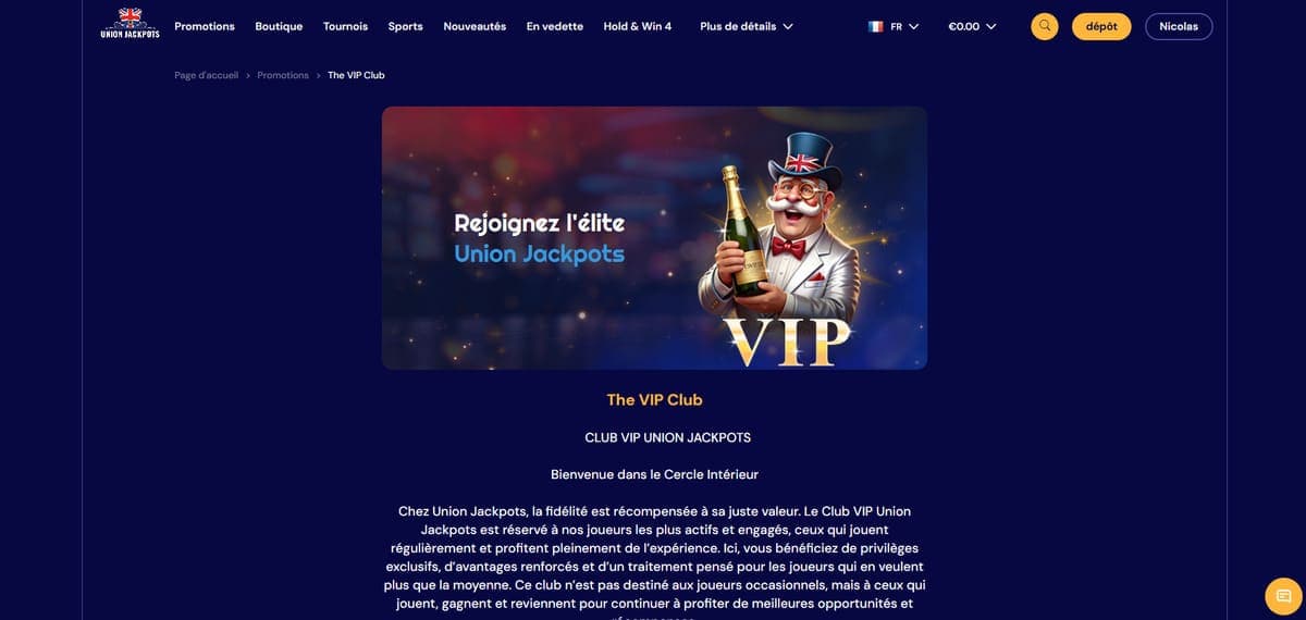 VIP UnionJackpots Casino