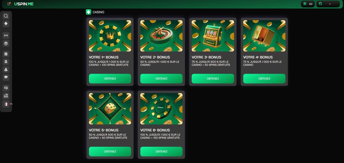 Bonus bienvenue USpin Casino