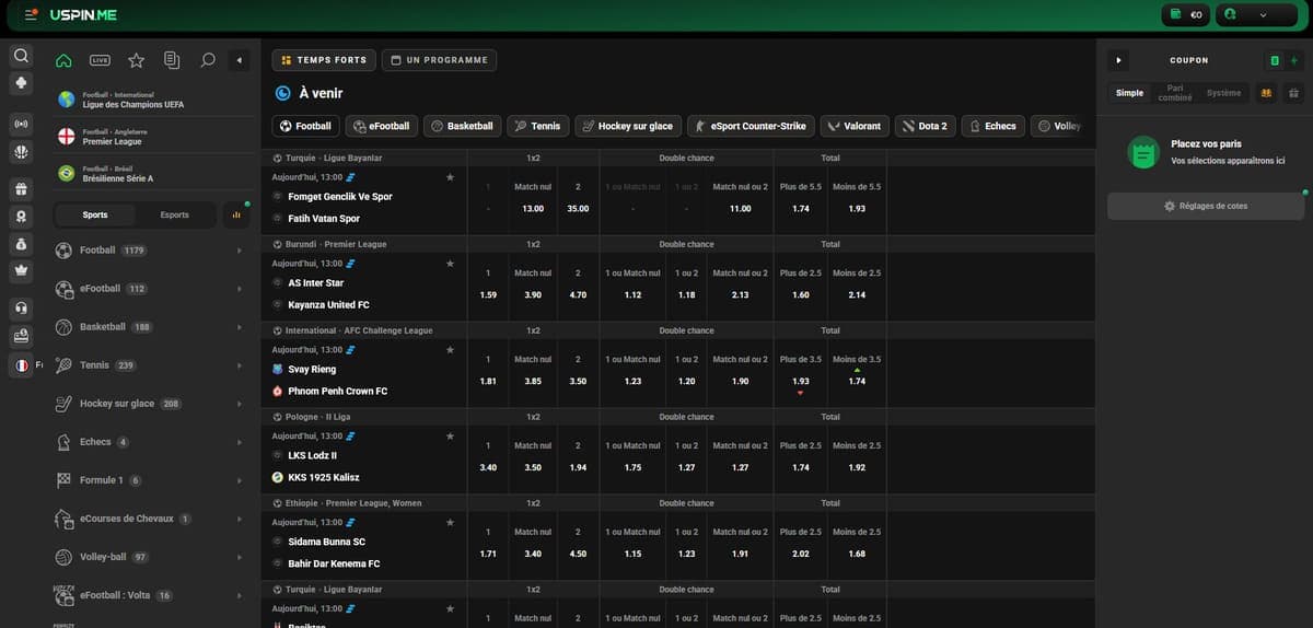 Paris sportifs USpin Casino