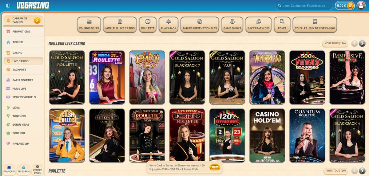 Live casino Vegasino Casino