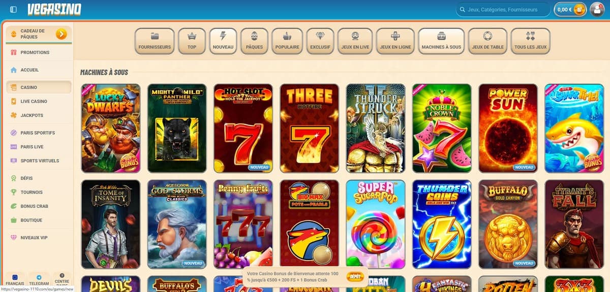 Machines à sous Vegasino Casino