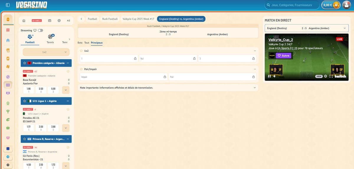 Paris live Vegasino Casino