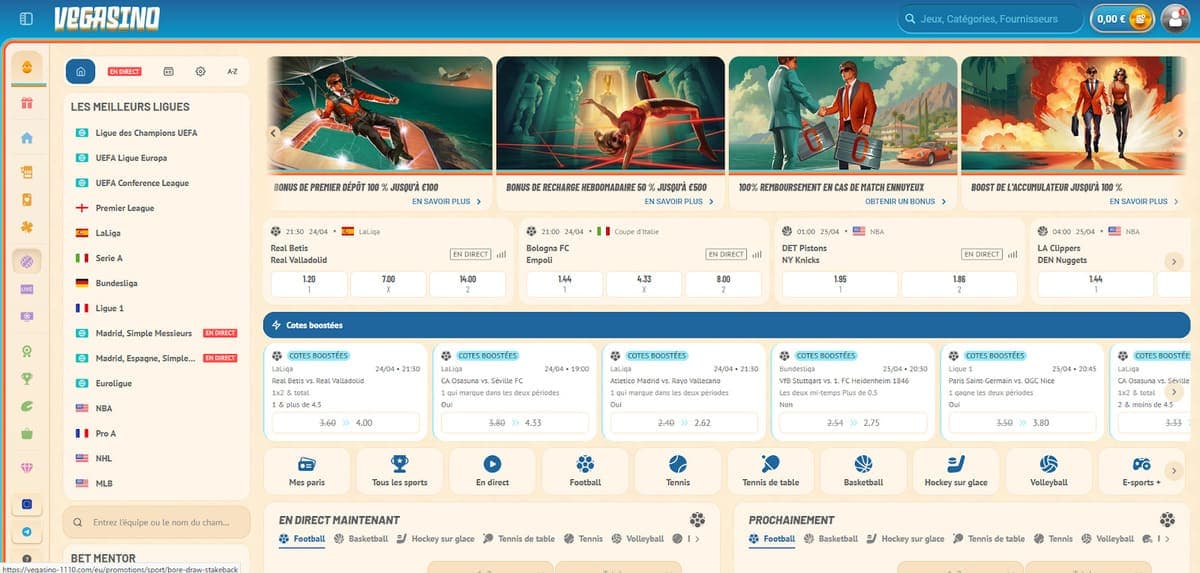 Paris sportifs Vegasino Casino