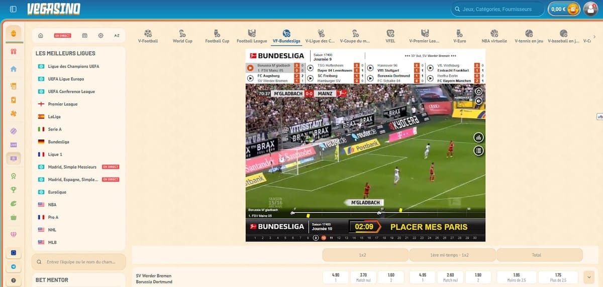 Sports virtuels Vegasino Casino