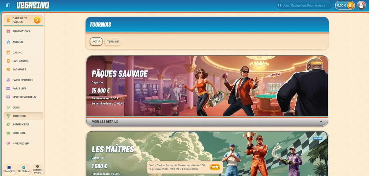 Tournois Vegasino Casino