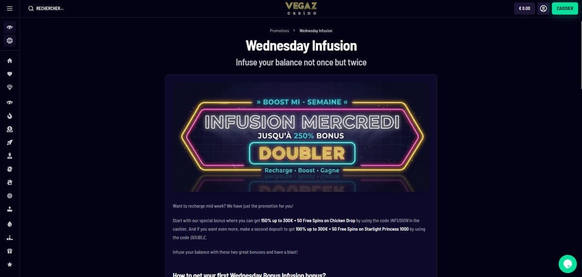 Boost mercredi Vegaz Casino