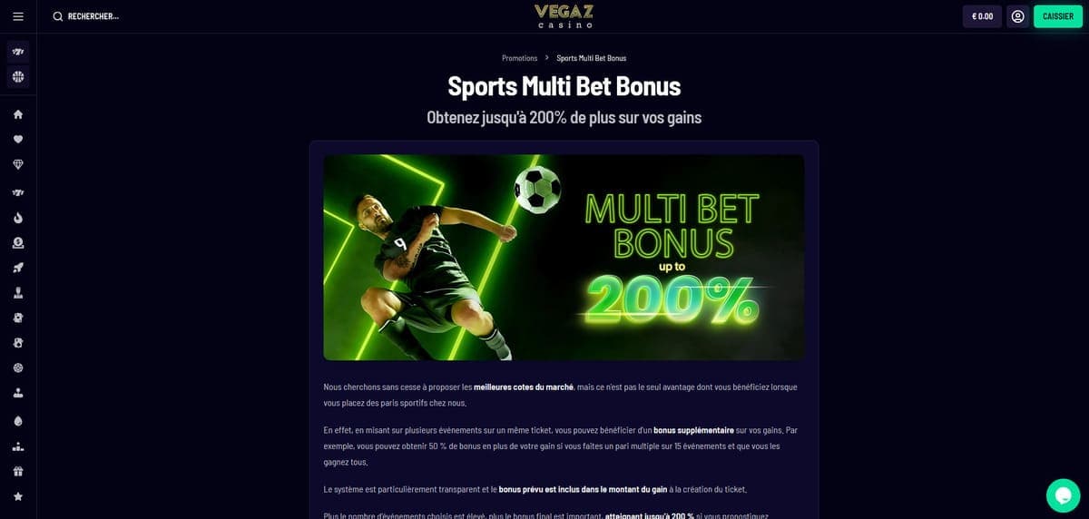Sports multibet bonus Vegaz Casino