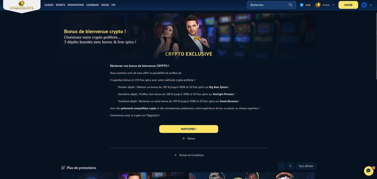 Bonus bienvenue crypto Viggoslots Casino