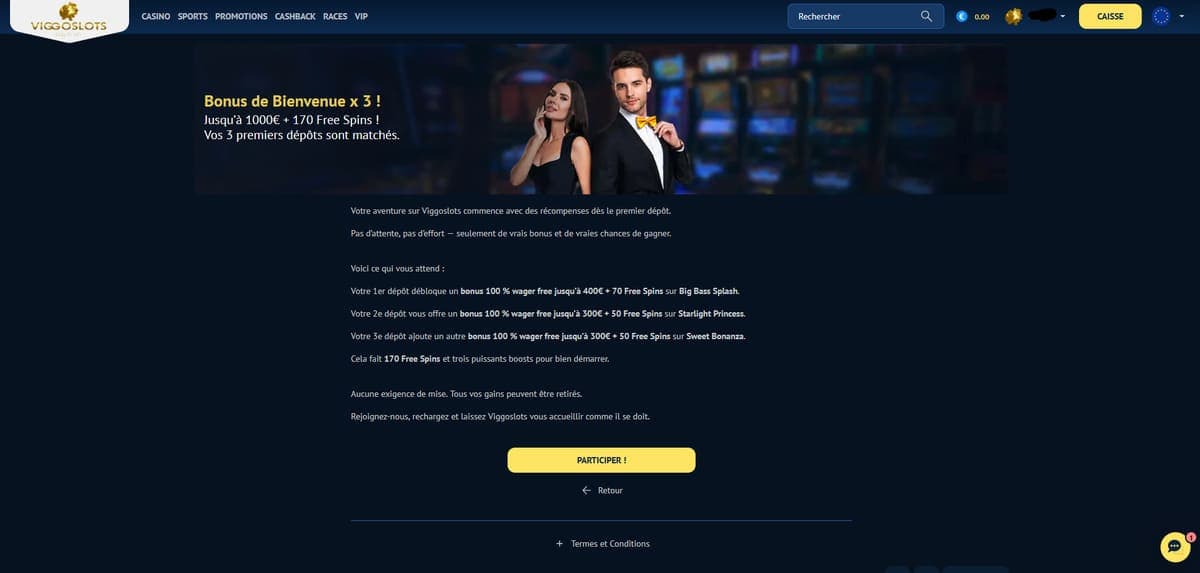 Bonus bienvenue Viggoslots Casino