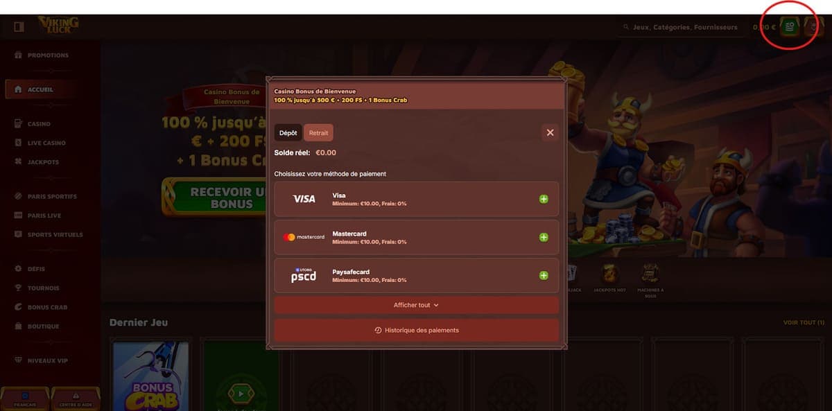 Dépôts Viking Luck Casino