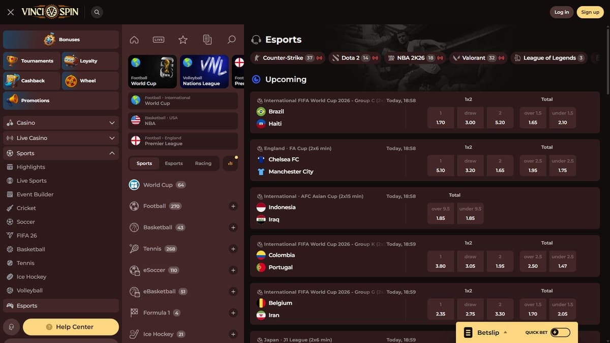 Esport Vincispin Casino