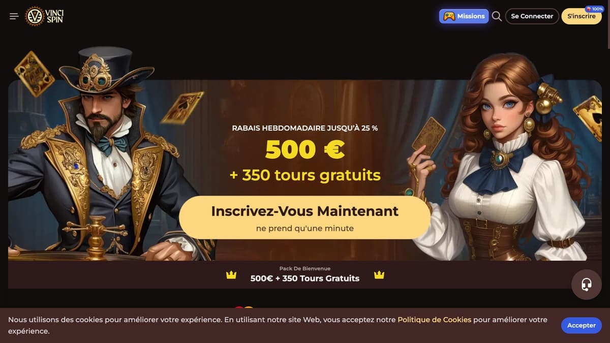Vincispin casino bonus