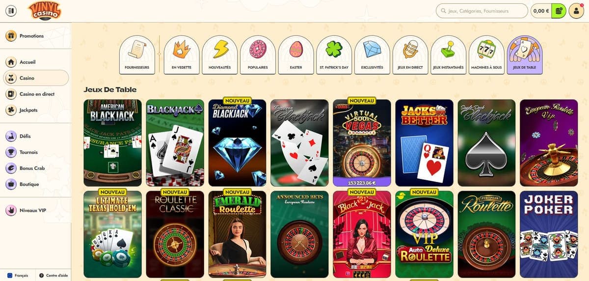 Jeux de table Vinyl Casino