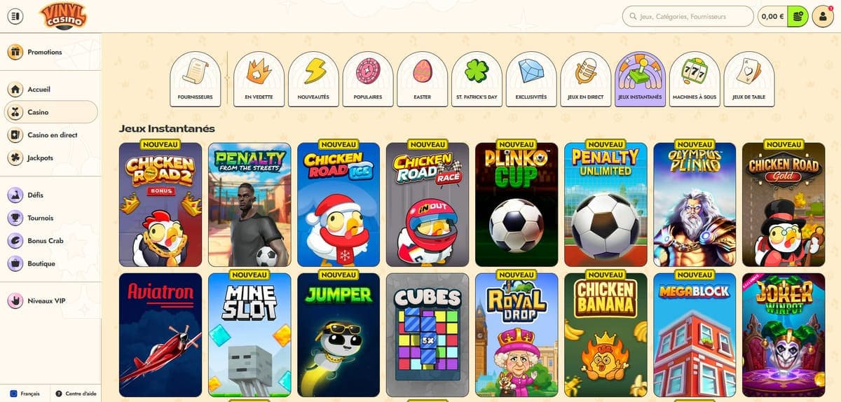Jeux instantanés Vinyl Casino