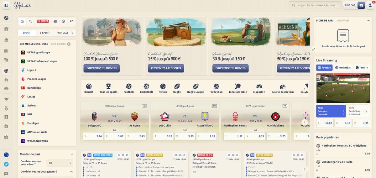 Bookmaker VipLuck Casino