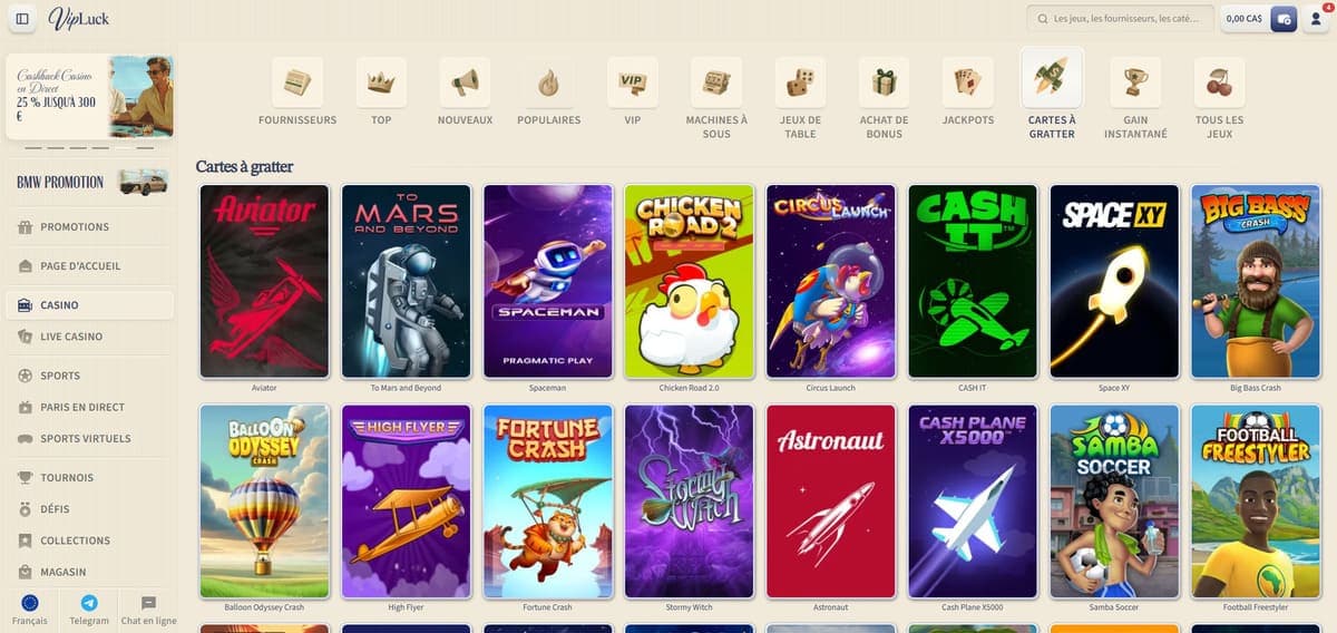 Cartes à gratter VipLuck Casino