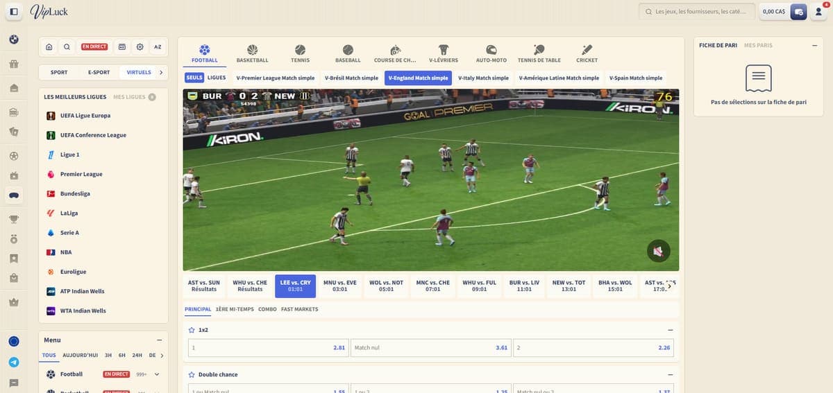 Sports virtuels VipLuck Casino