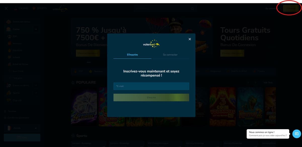 Inscription Volerbet Casino