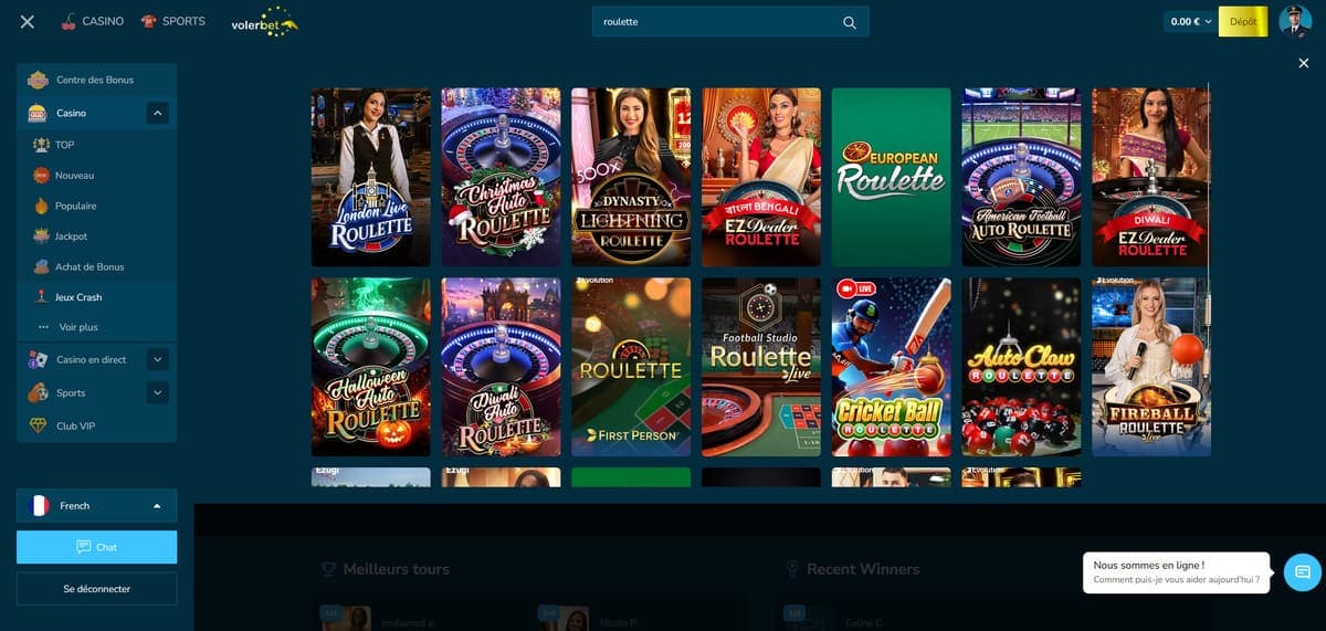 Jeux de table Volerbet Casino