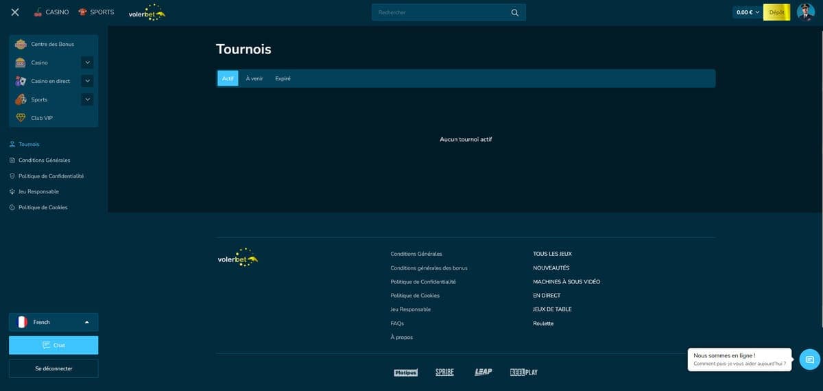 Tournois Volerbet Casino