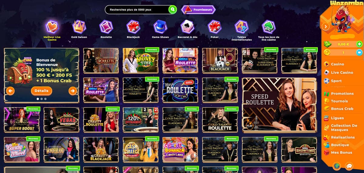 Live Wazamba Casino