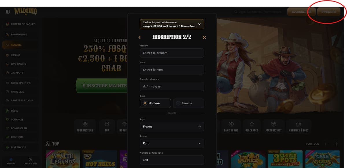 Inscription Wildsino Casino