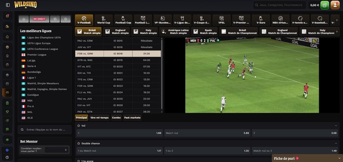 Ligues virtuelles Wildsino Casino