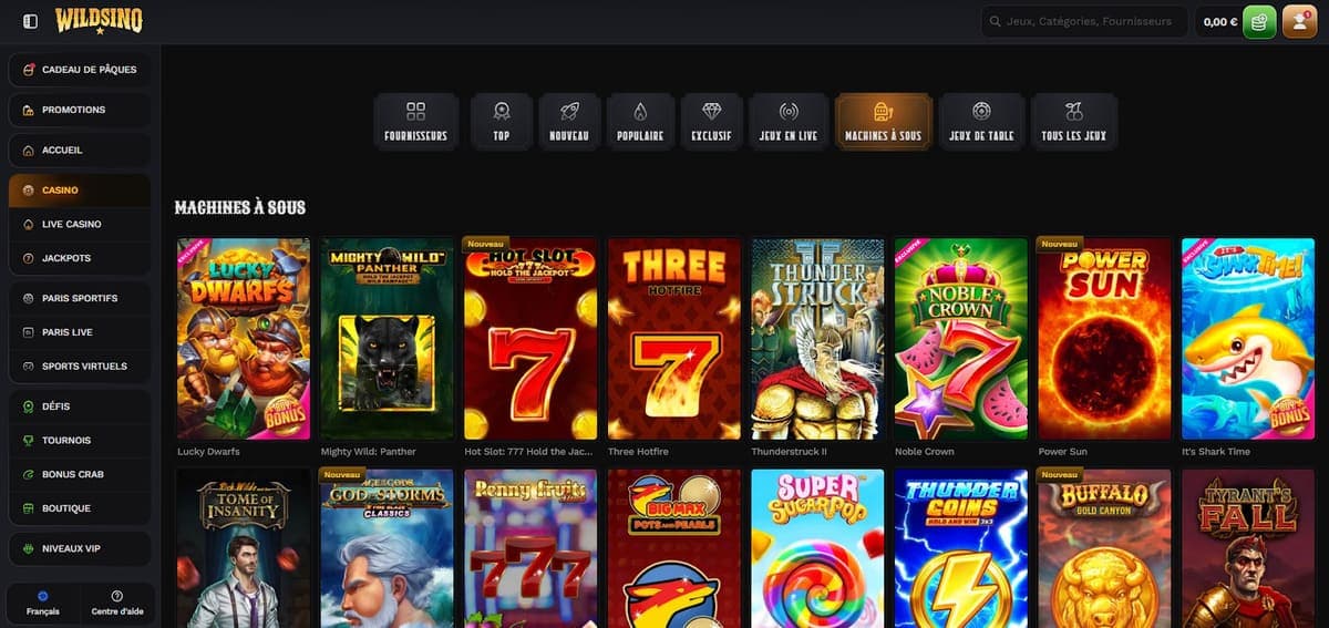 Machines à sous Wildsino Casino