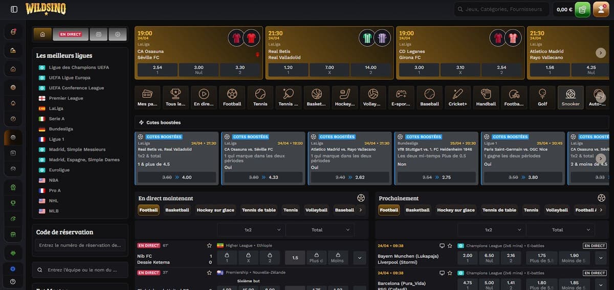 Paris sportifs Wildsino Casino