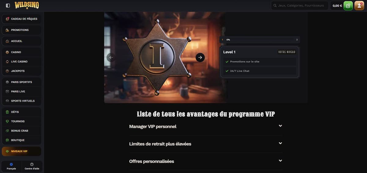 Programme VIP Wildsino Casino