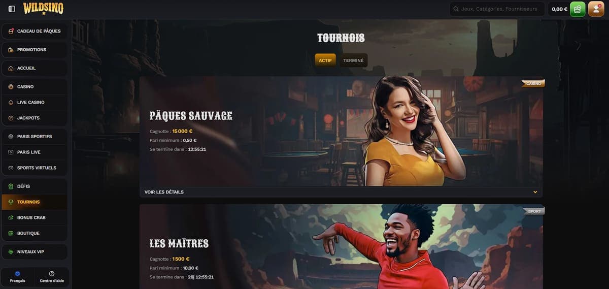 Tournois Wildsino Casino