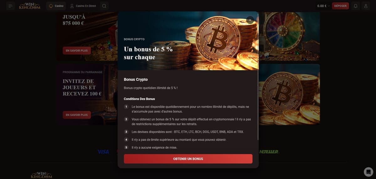 Bonus crypto WinKingdom Casino
