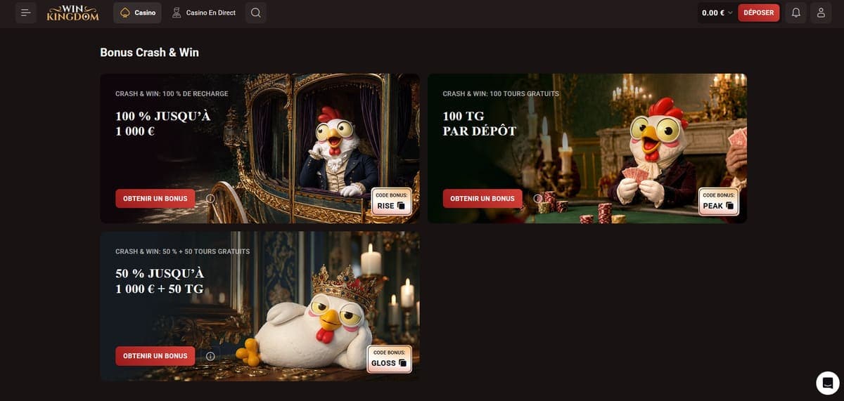 Crash & Win WinKingdom Casino