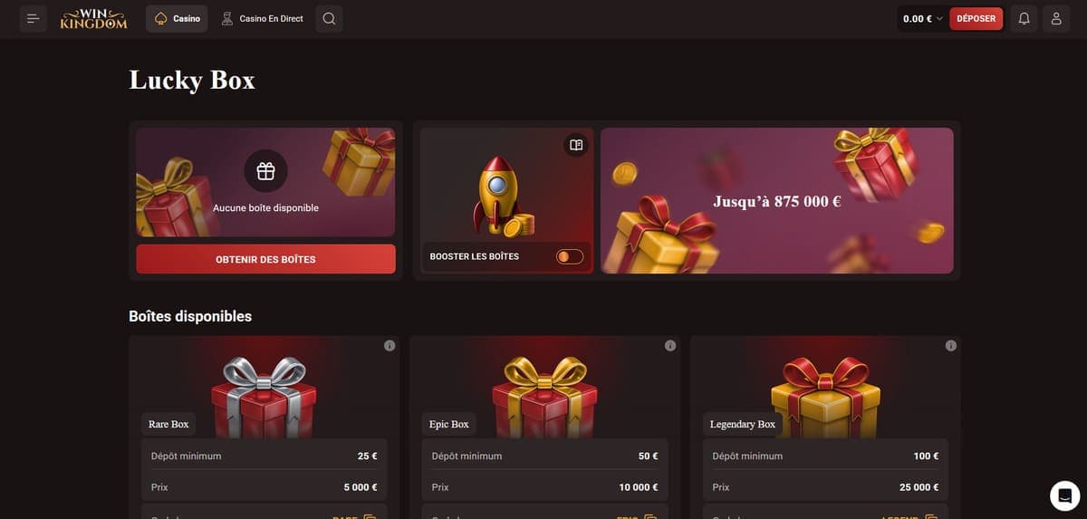 Lucky box WinKingdom Casino