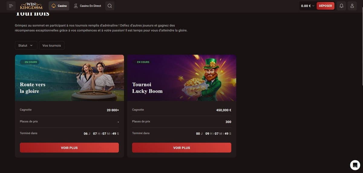 Tournois WinKingdom Casino