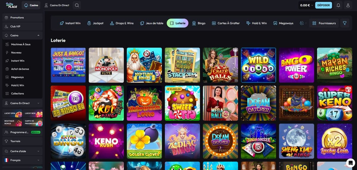 Bingo et loto WinPlace Casino