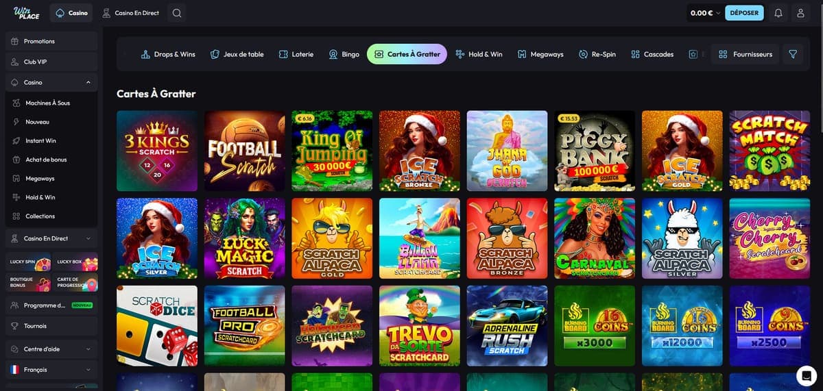 Cartes à gratter WinPlace Casino