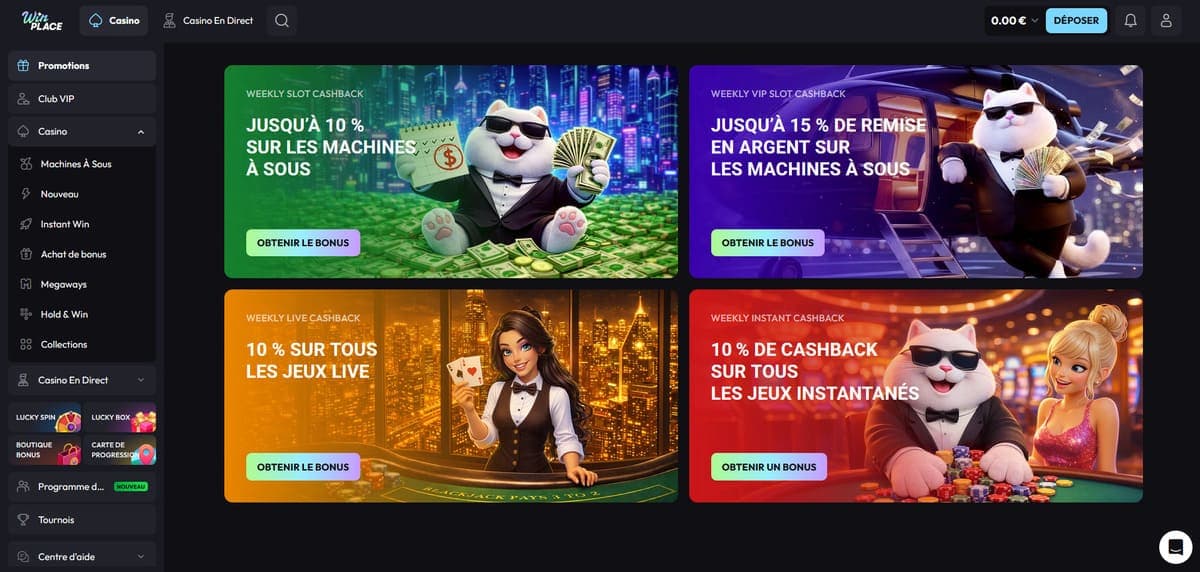 Cashback WinPlace Casino