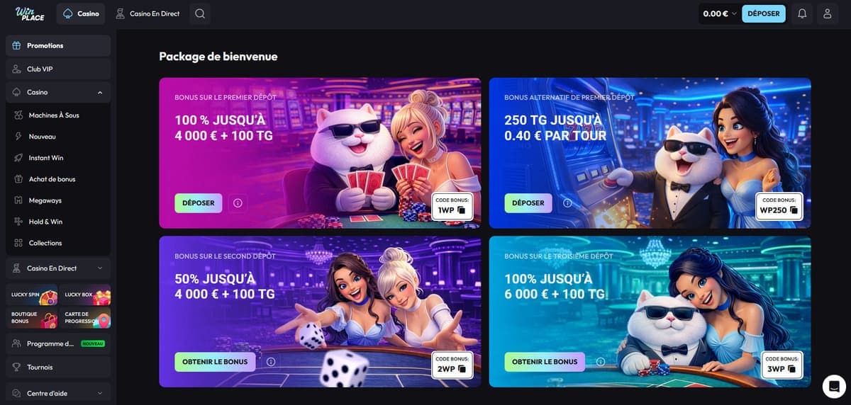 Pack de bienvenue WinPlace Casino