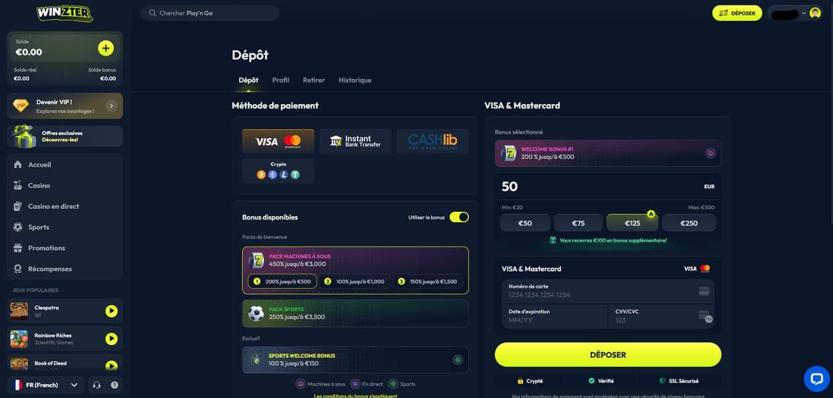 Dépôt Winzter Casino