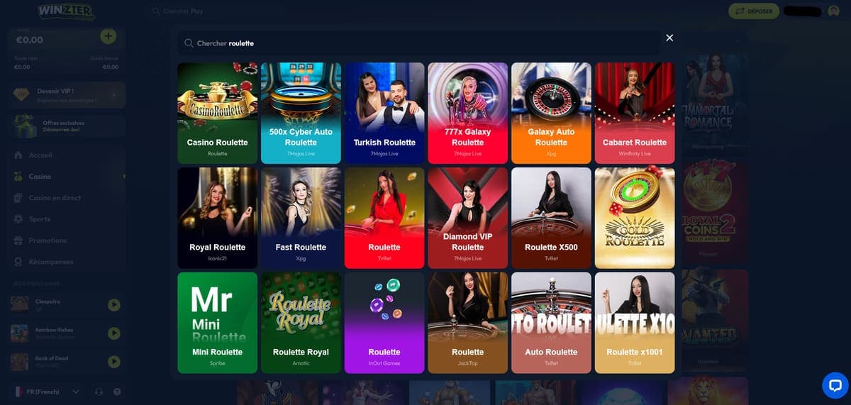 Jeux de table Winzter Casino