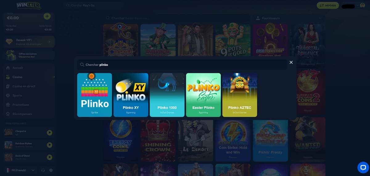 Mini jeux Winzter Casino