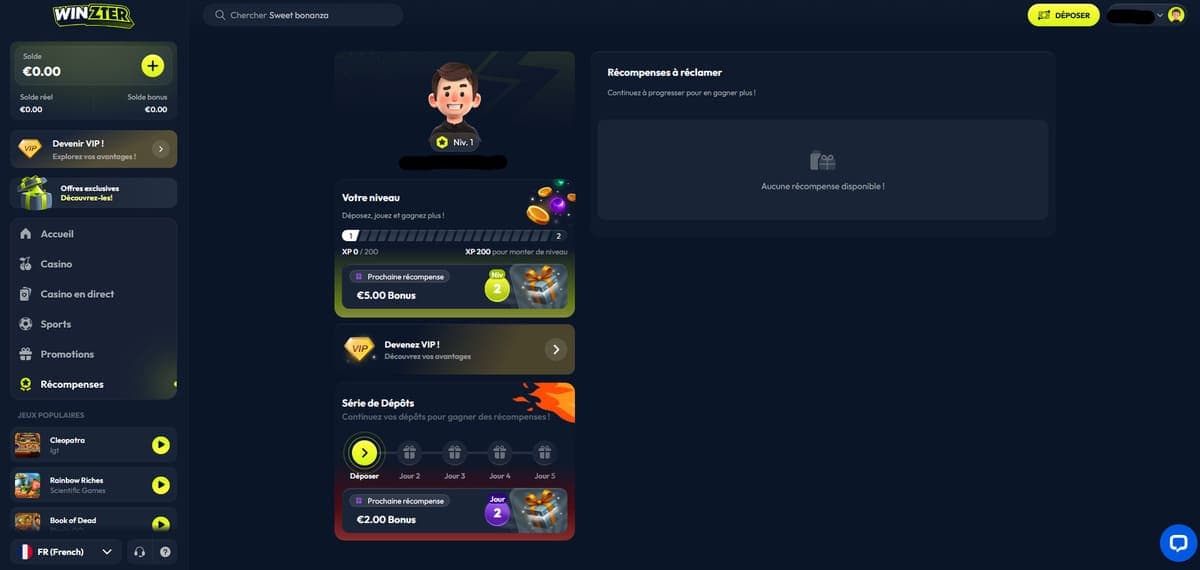 Récompenses Winzter Casino