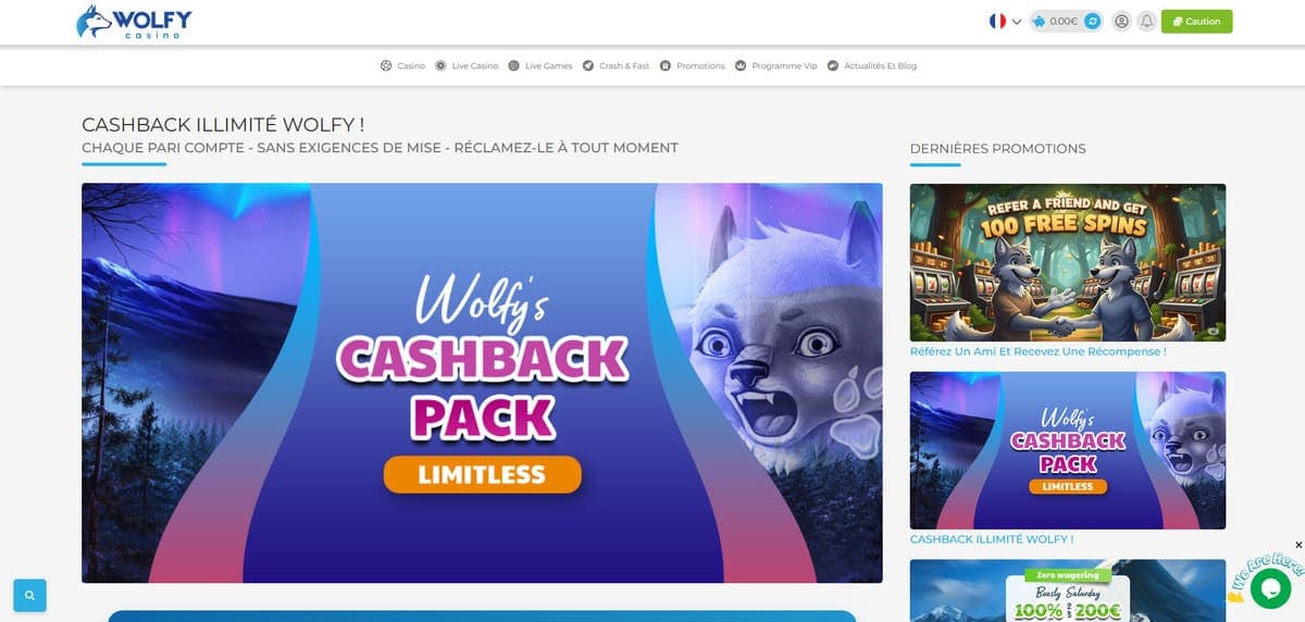 Cashback Wolfy Casino